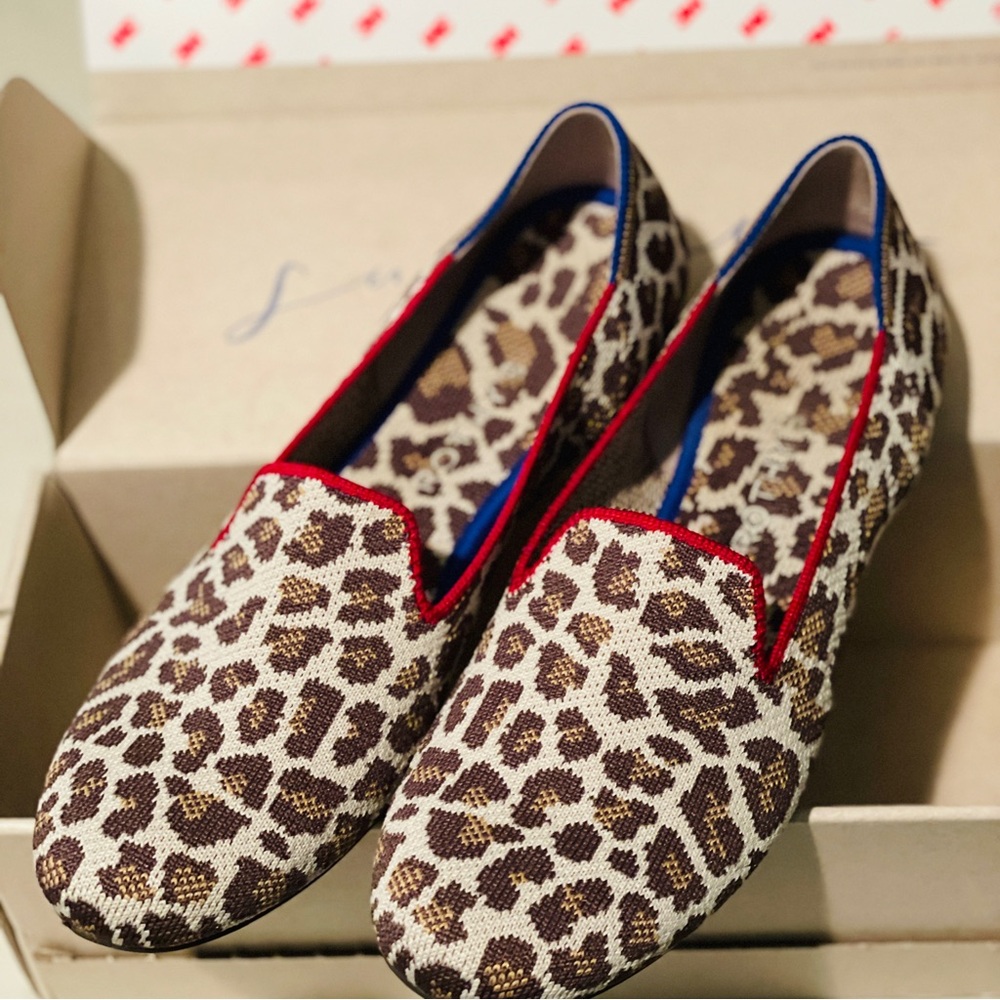 Rothy’s Loafer Mocha Spot Animal Print Flats Office Work Comfort; 8.5